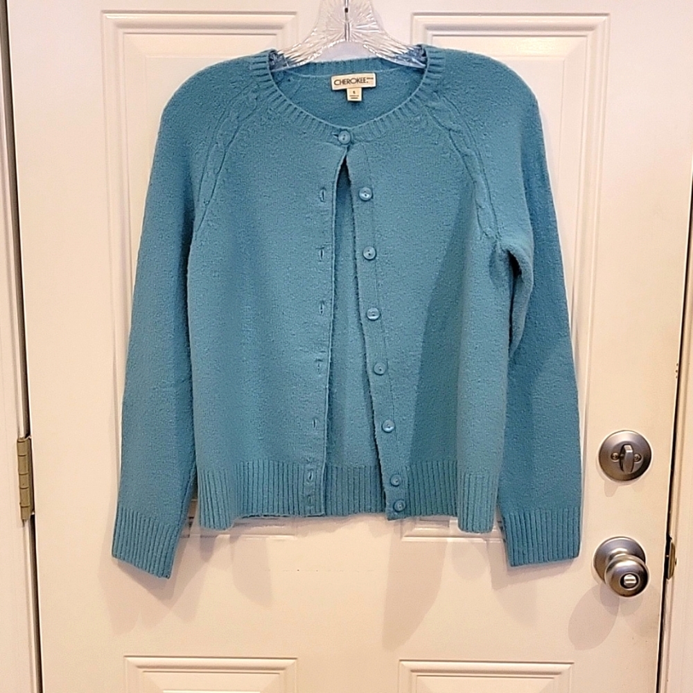 LADIES Light Blue button up sweater